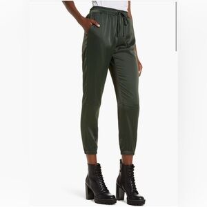 Socialite Satin Joggers in Dark Green